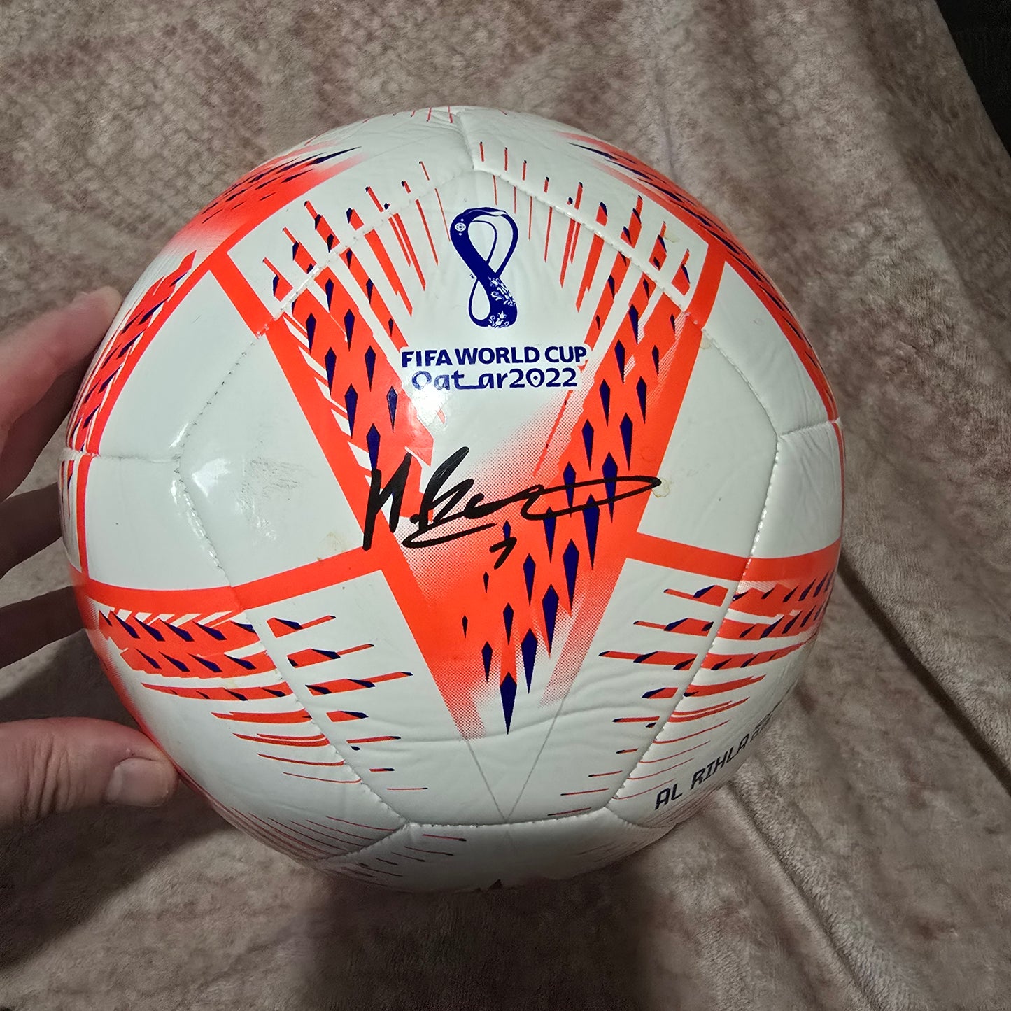 Newcastle United Harvey Barnes signed football with COA