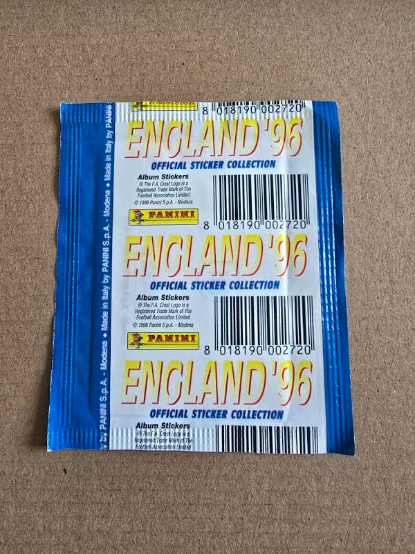 Panini Euro 96 1996 England Official Team Edition Unopened Sticker Packet