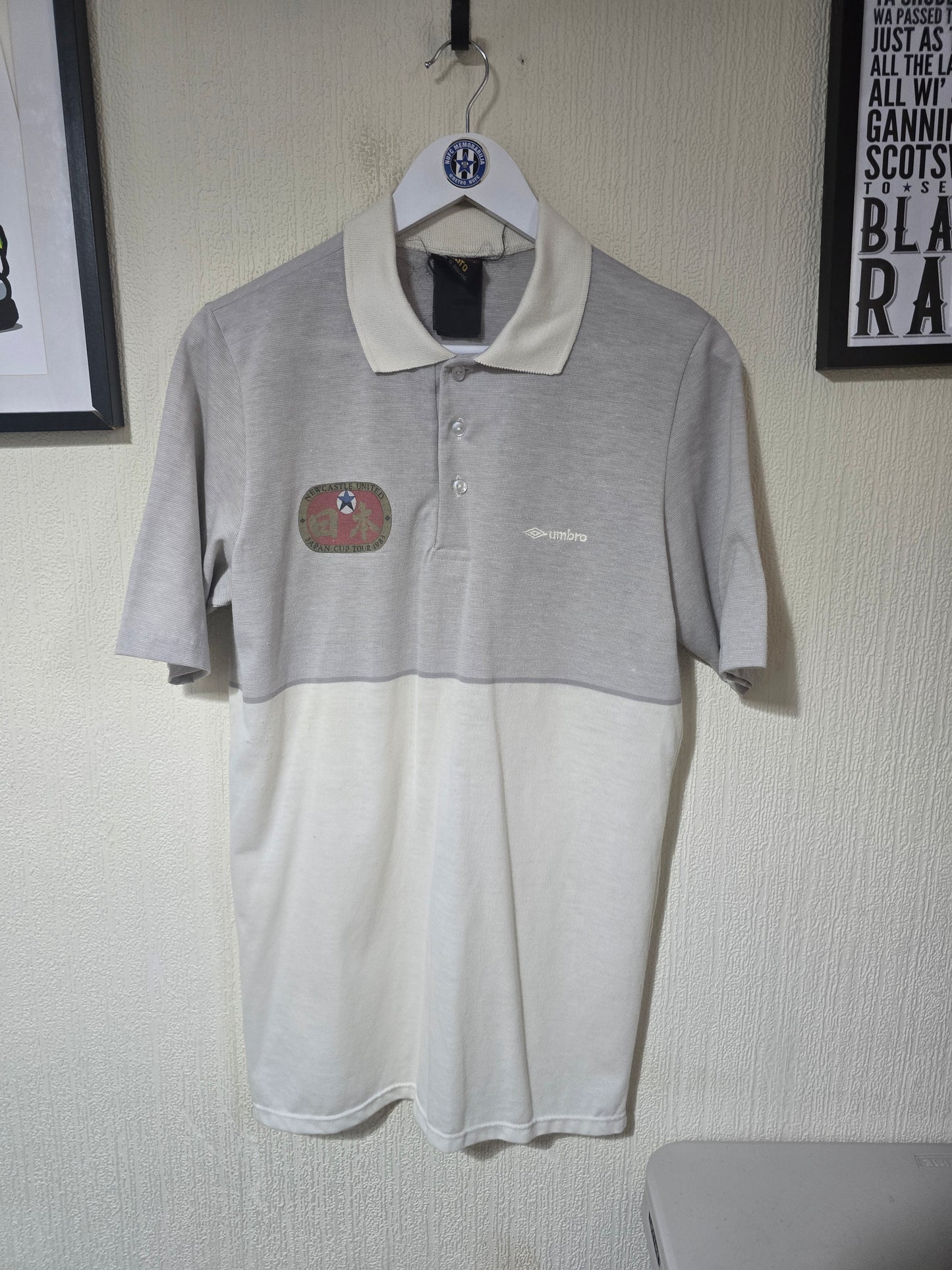 Newcastle United 1983 Umbro Japan Tour polo, Player worn - Large