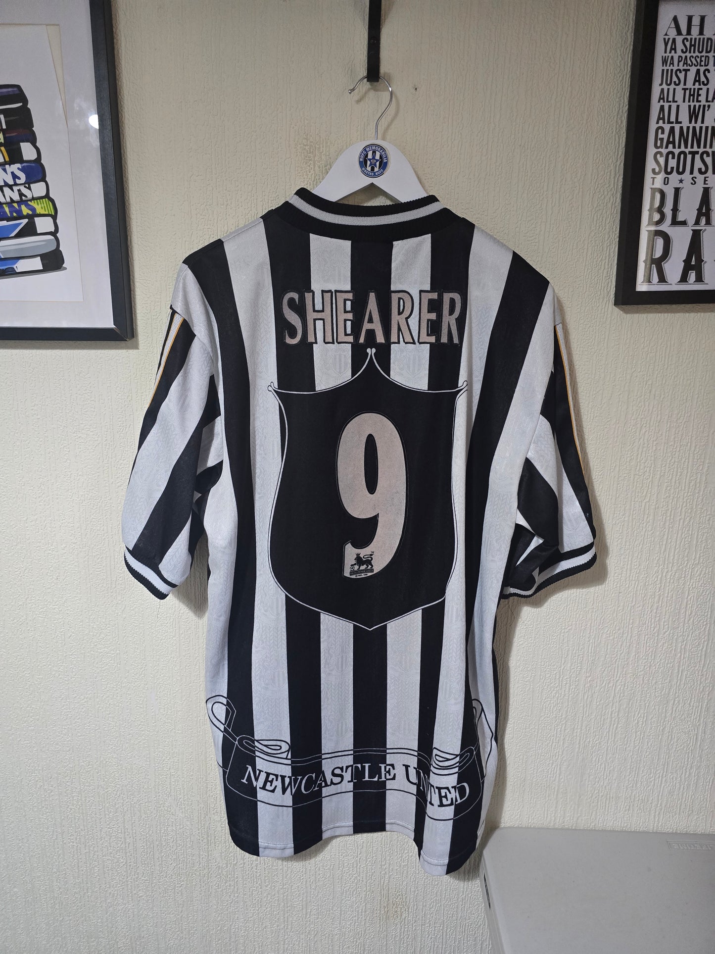 Newcastle United 1997/99 Adidas Home Shirt #9 SHEARER - Large