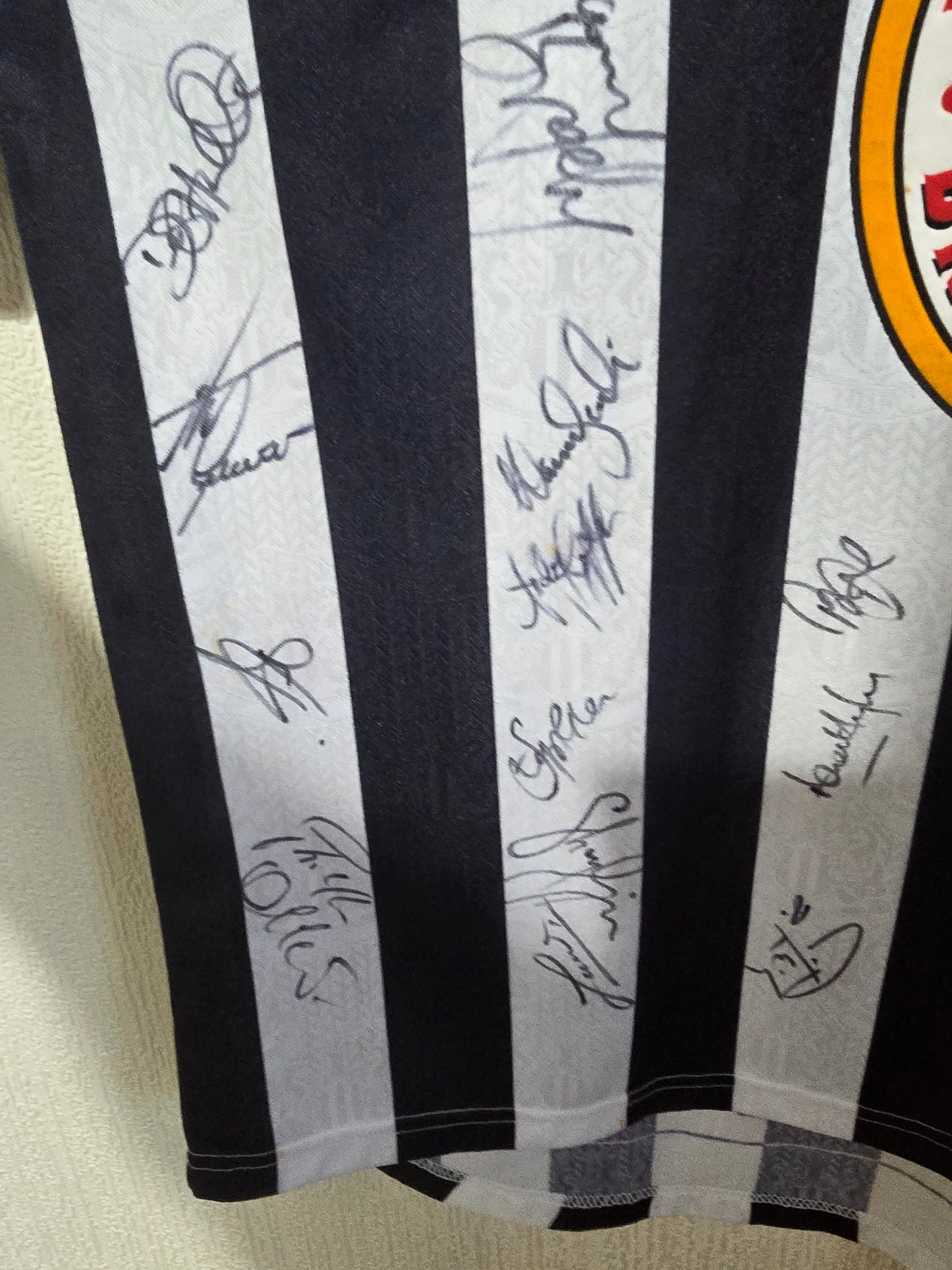 Newcastle United 1997/99 Adidas Home Shirt, Squad signed.