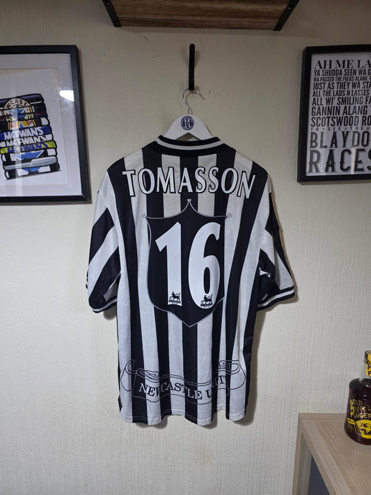 Newcastle United 1997/99 Adidas Home shirt, #16 TOMASSON - Large