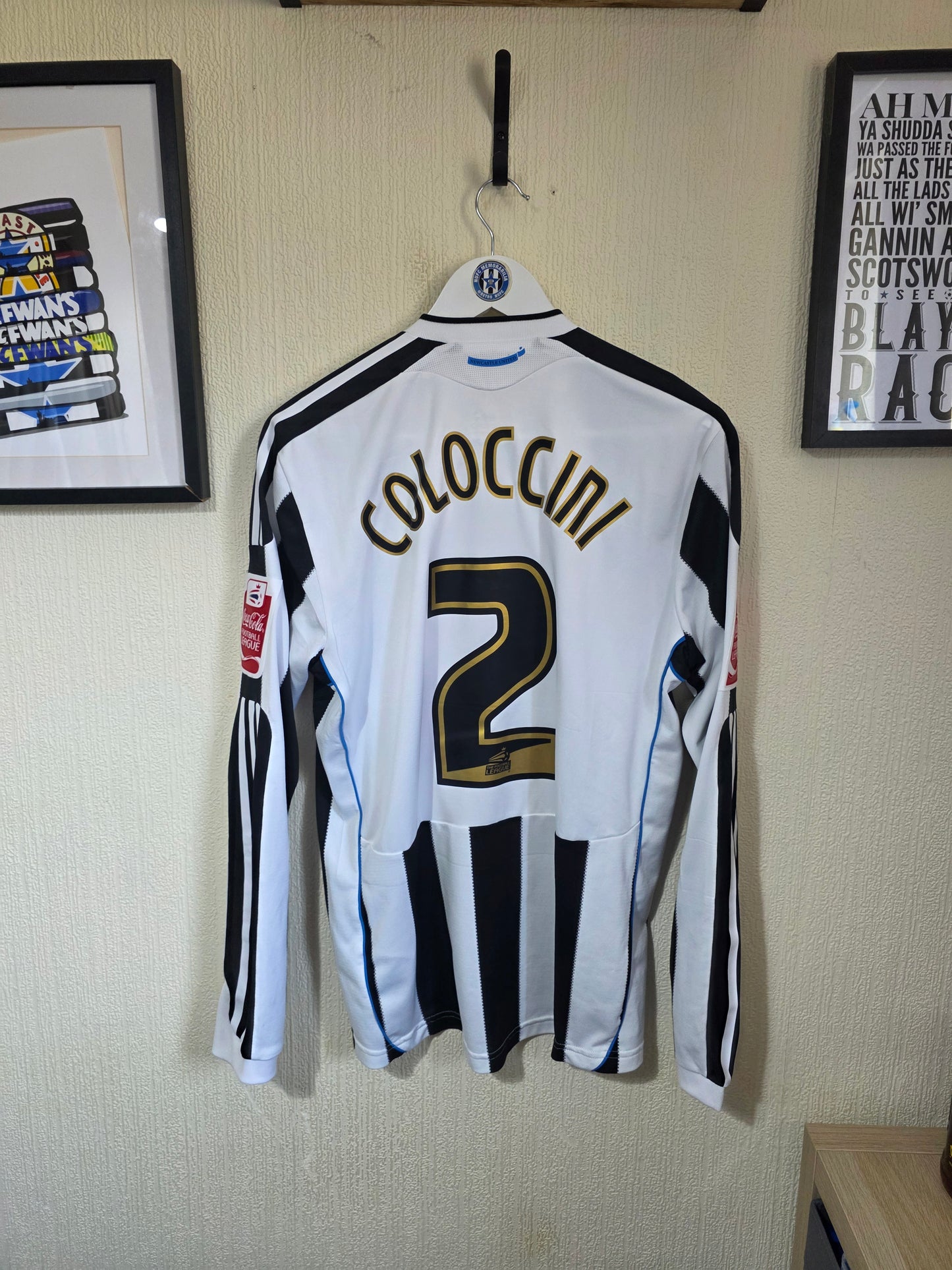 Newcastle United 2009/10 Adidas L/S Home Shirt, Player Spec, #2 COLOCCINI - Medium