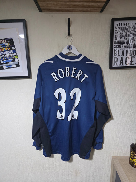 Newcastle United 2001/02 Adidas L/S Away Shirt #32 ROBERT - Large