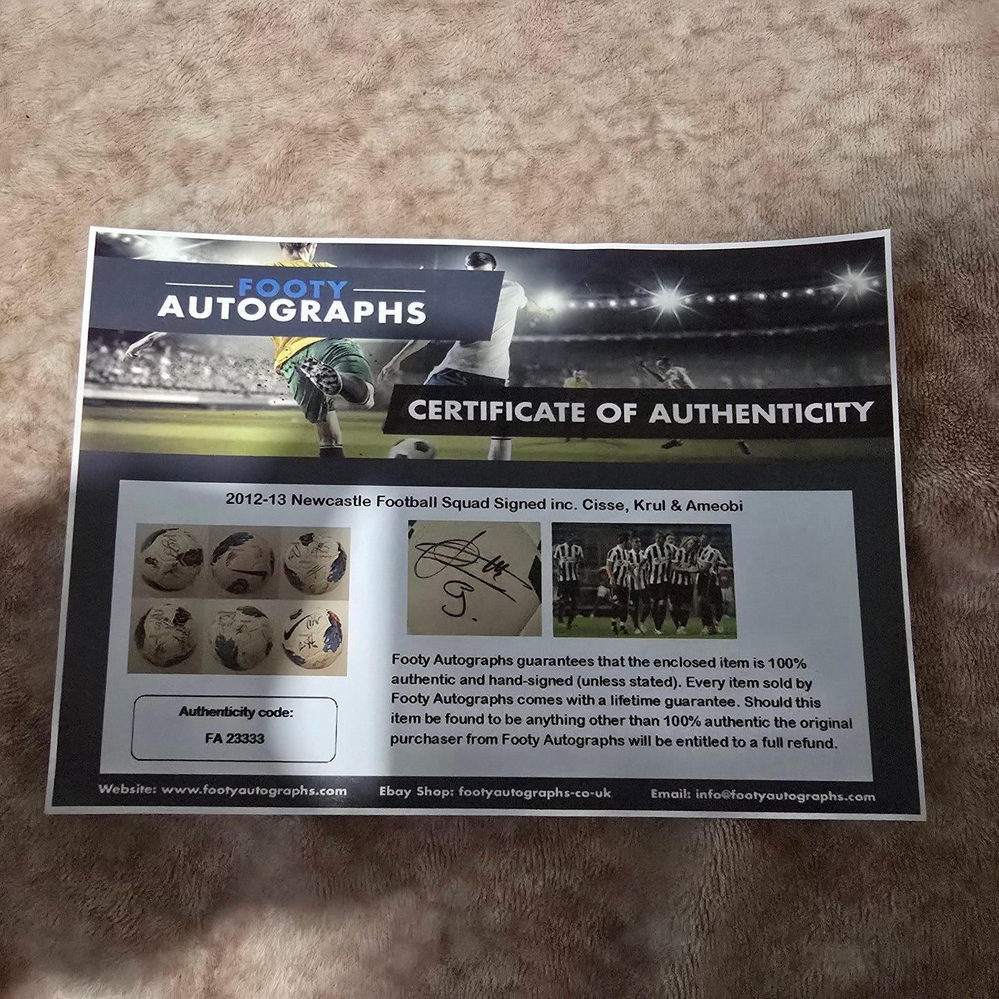 Newcastle United 2012/13 Signed ball with COA