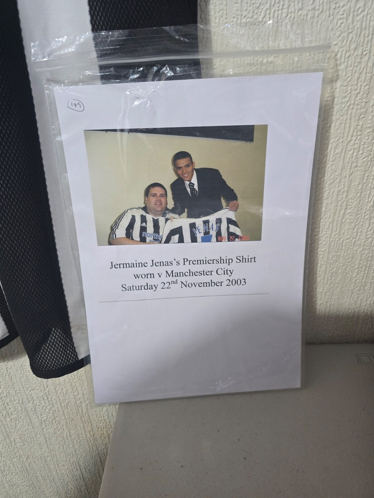 Newcastle United Jermaine Jenas Matchworn home shirt v Man city 2003 with COA