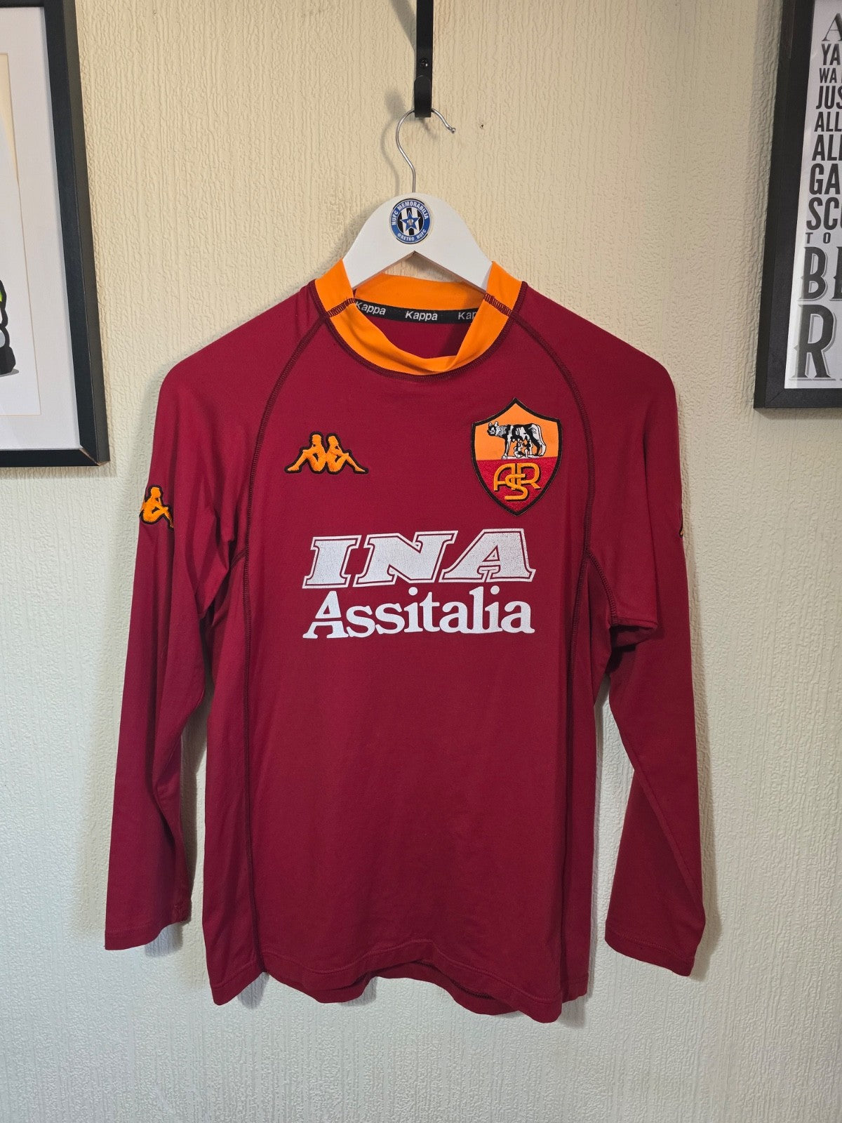 AS Roma 2001/02 Kappa long sleeved home shirt, Small