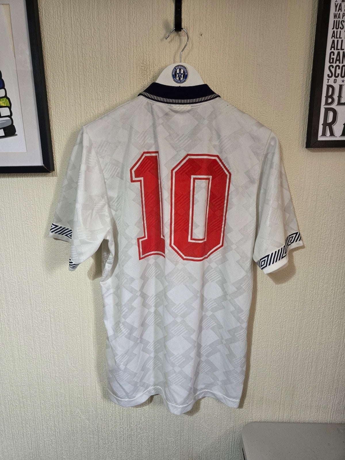 England 1990 Youth International matchworn umbro home shirt #10 Lee Clark