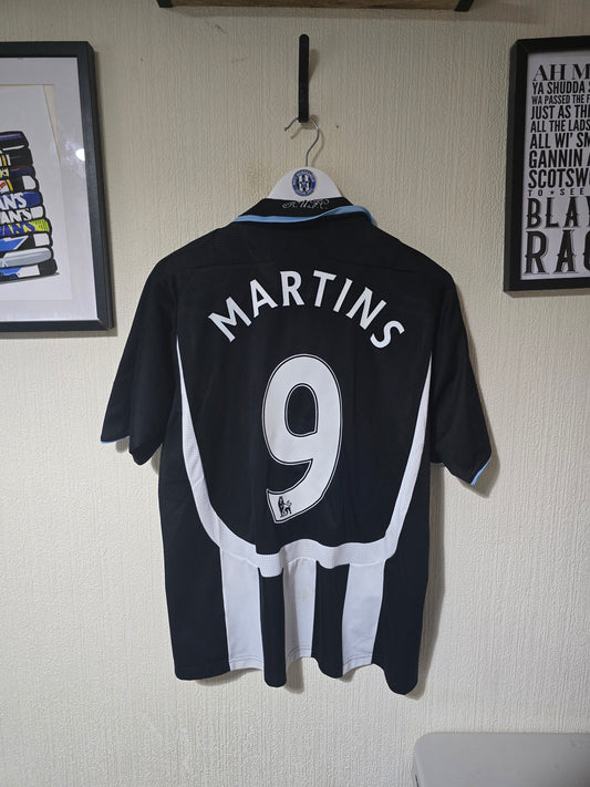 Newcastle United 2007/09 Adidas Home shirt #9 MARTINS - Small