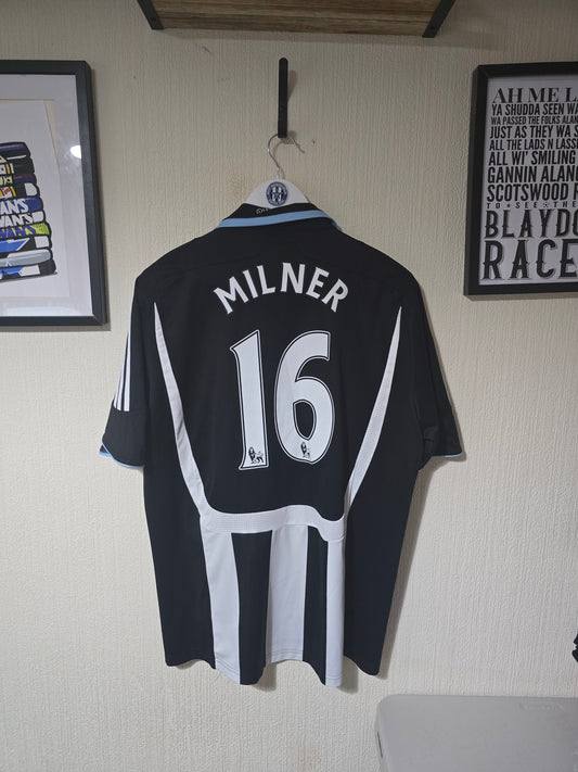 Newcastle United 2007/09 Adidas Home shirt #16 MILNER - Large