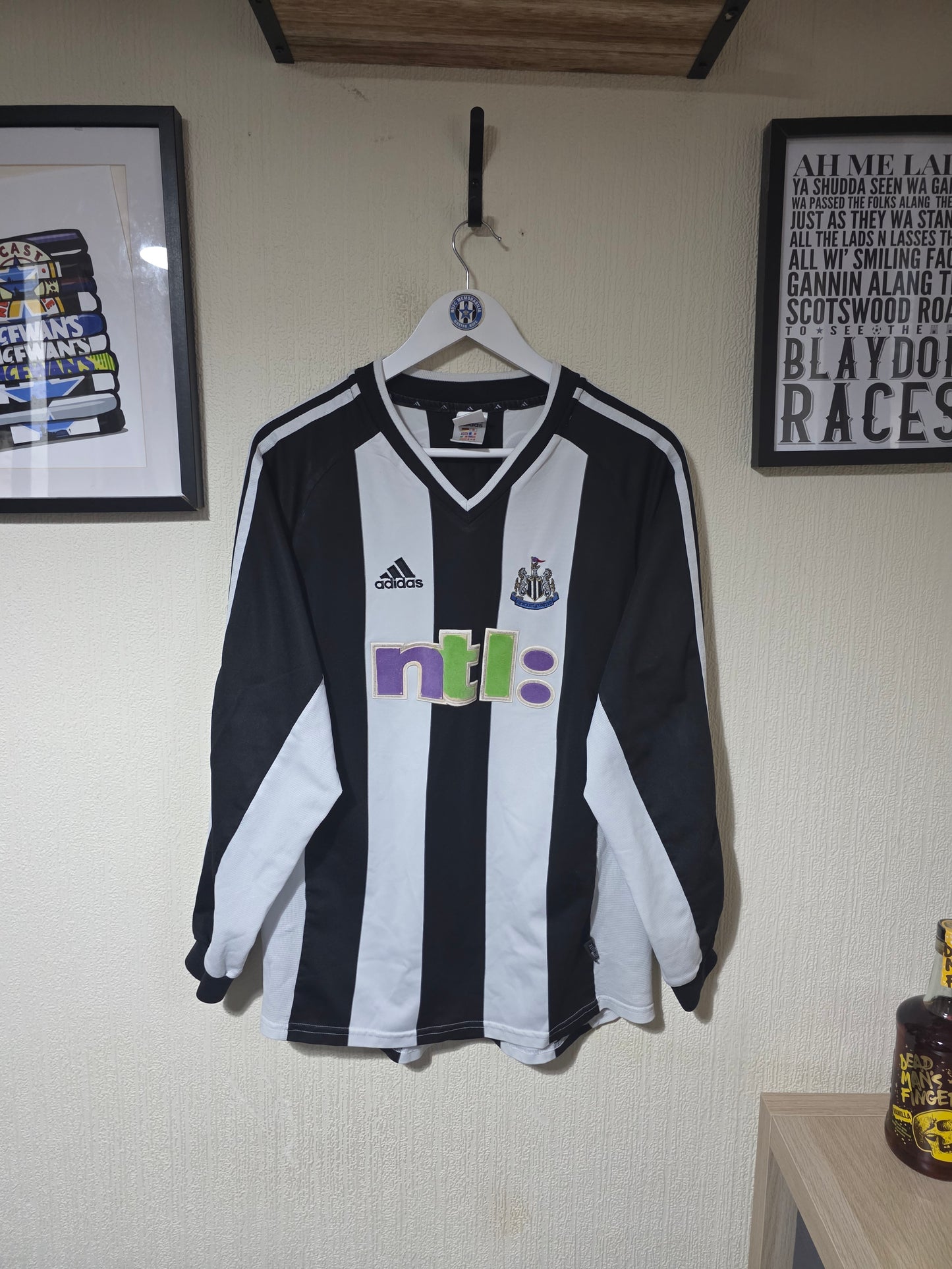 Newcastle United 2001/03 Adidas Long Sleeved Home shirt #32 ROBERT - Medium