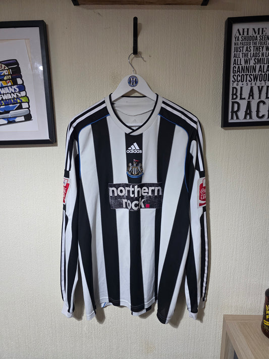Newcastle United 2009/10 Adidas Long Sleeved Match Issued Home shirt, #24 CARROLL - XL