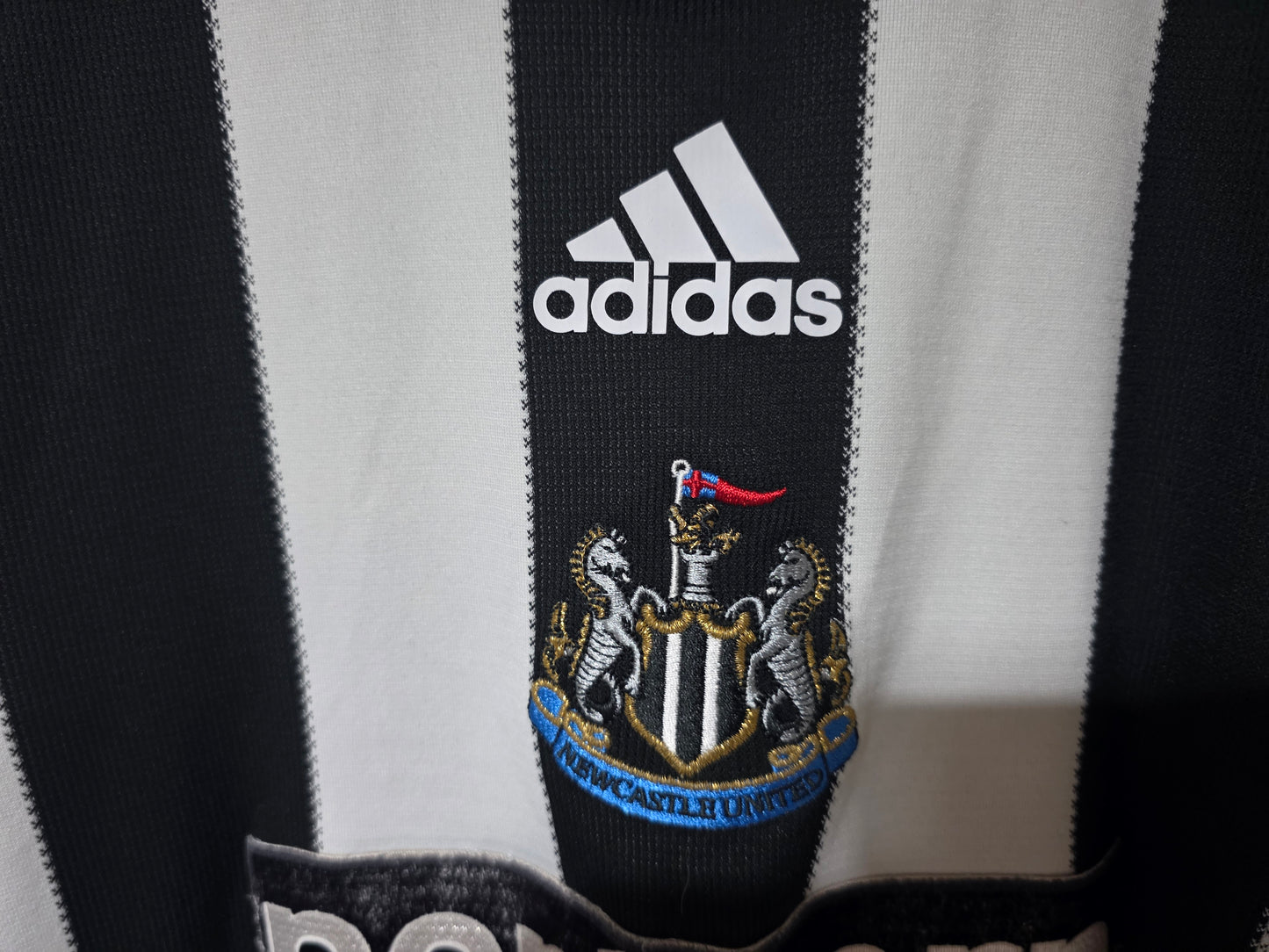 Newcastle United 2009/10 Adidas Long Sleeved Match Issued Home shirt, #24 CARROLL - XL