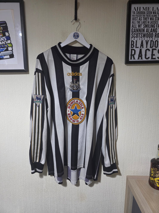 Newcastle United 1997/99 Adidas Long Sleeved Home shirt #9 SHEARER - XL