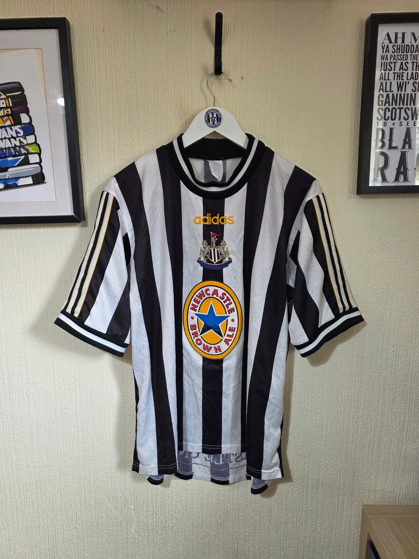 Newcastle United 1997/98 Adidas Home Shirt, #9 SHEARER - Medium