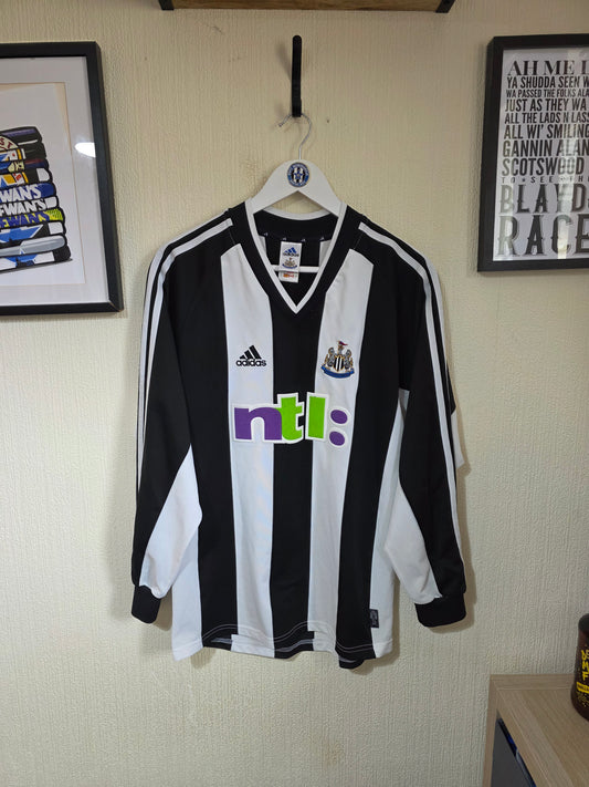 Newcastle United 2001/03 Adidas Long Sleeved Home Shirt - Small