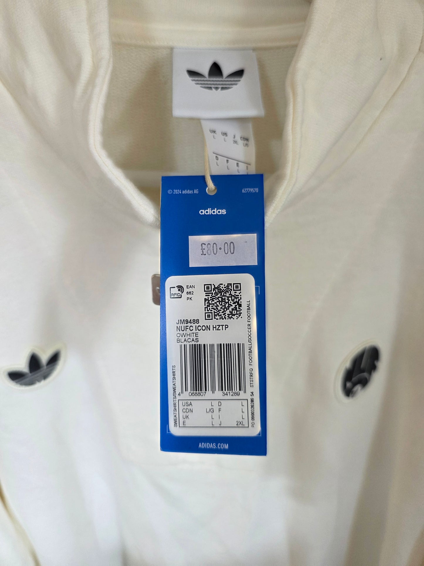 Newcastle United 2025/26 Adidas 1/4 zip, BNWT - Large