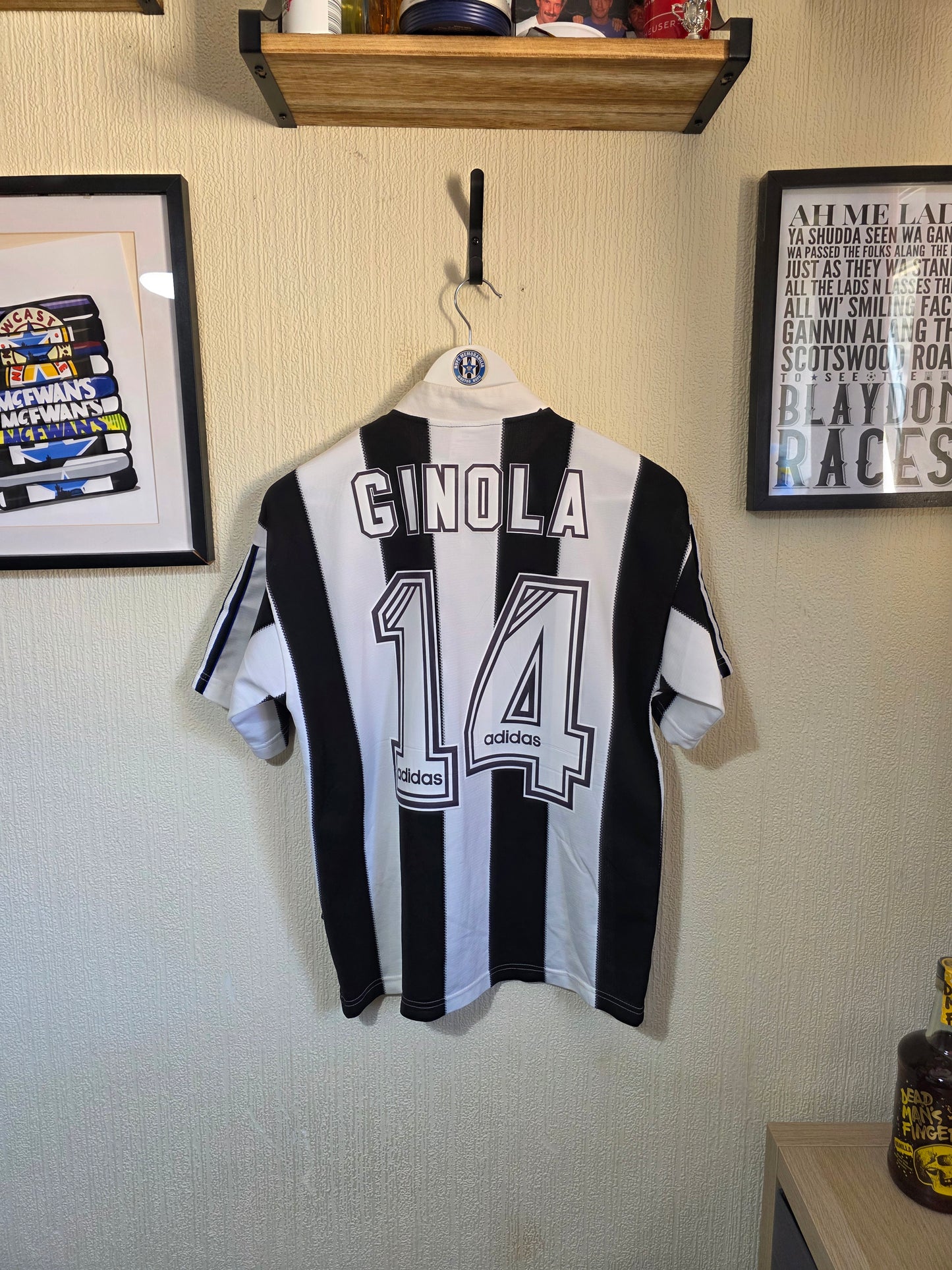 Newcastle United 1995/97 Adidas home shirt #14 GINOLA - Small