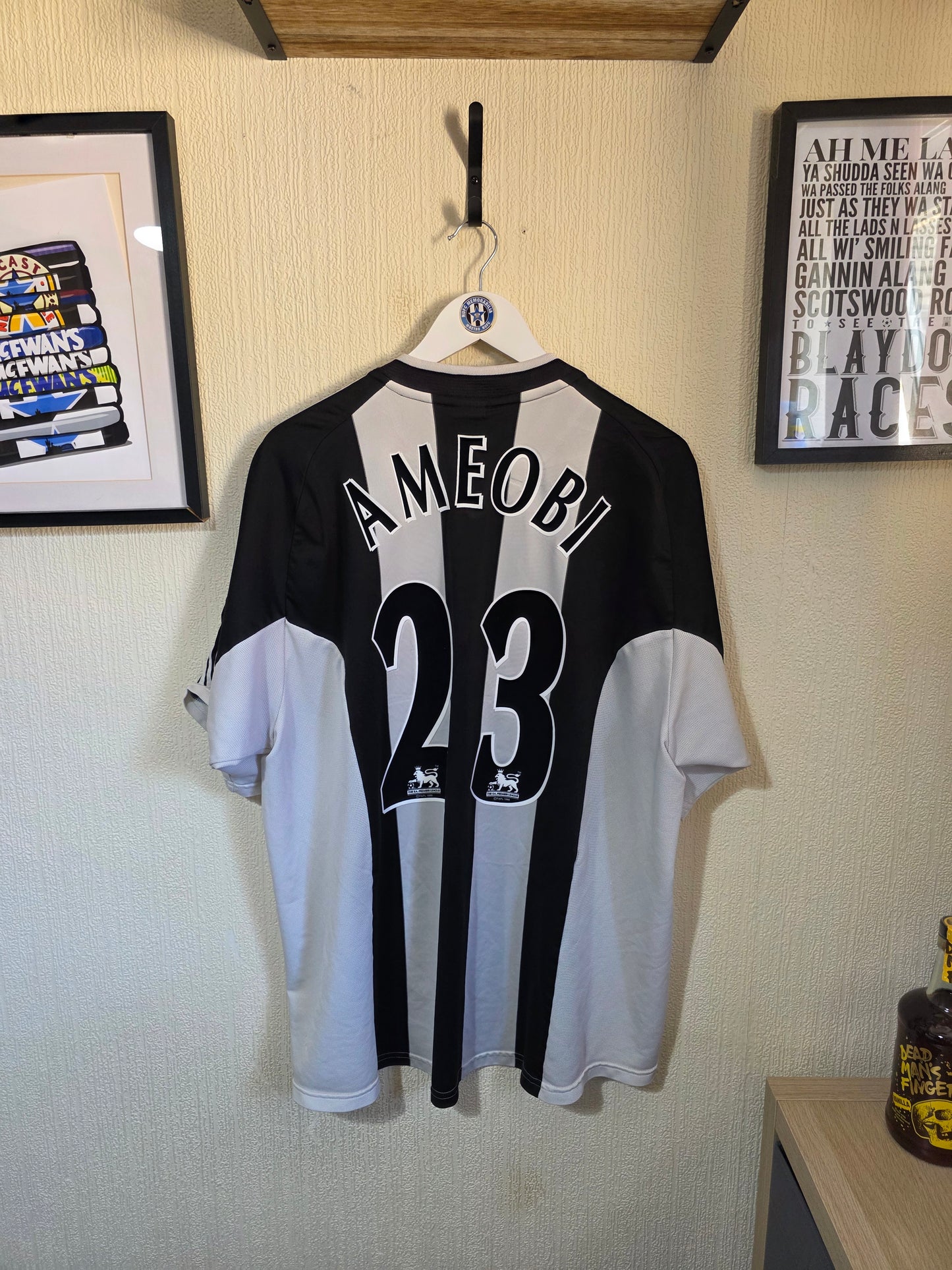 Newcastle United 2001/02 Adidas home shirt #23 AMEOBI - XXL