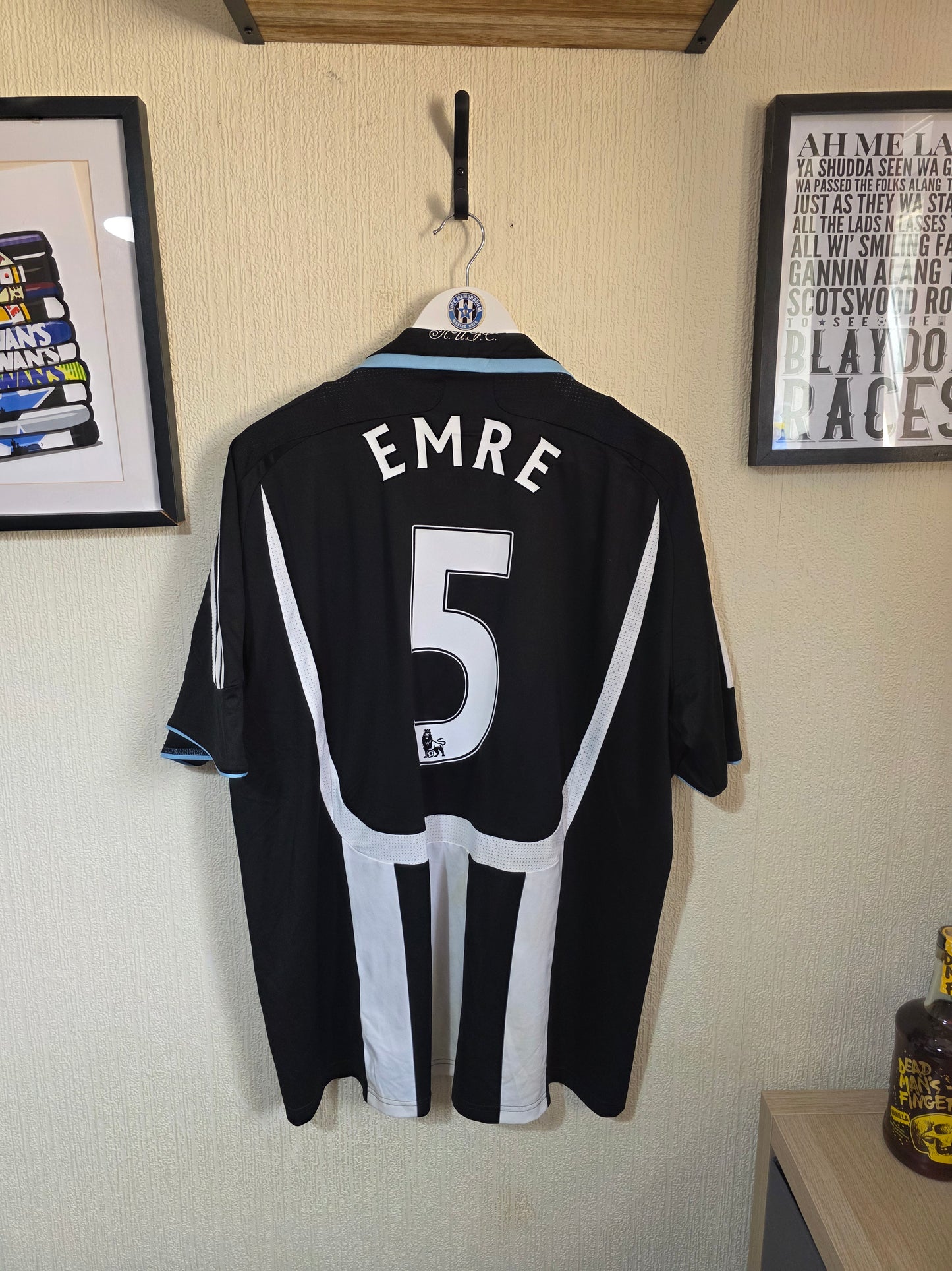 Newcastle United 2007/09 Adidas home shirt #5 EMRE - XL