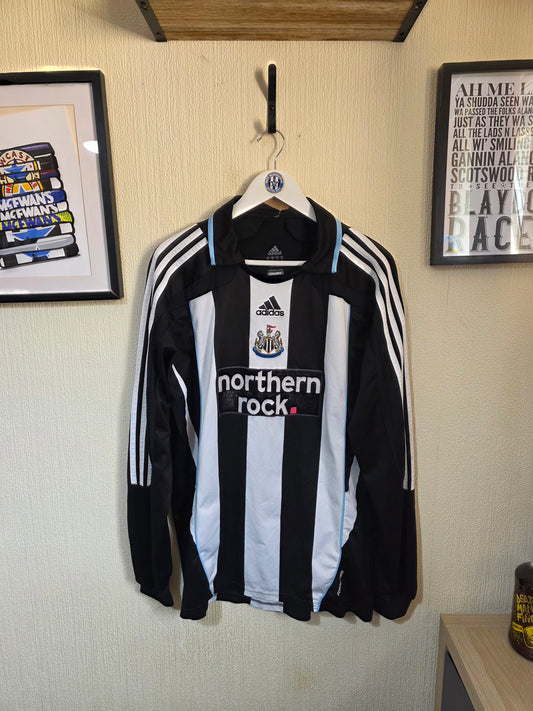 Newcastle United 2007/09 Adidas L/S Player version home shirt #6 - XL