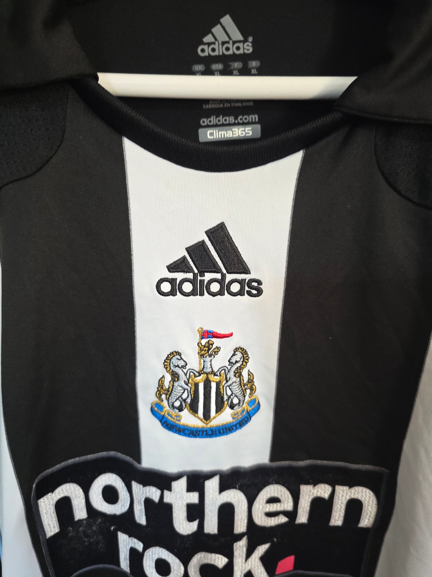 Newcastle United 2007/09 Adidas L/S Player version home shirt #6 - XL