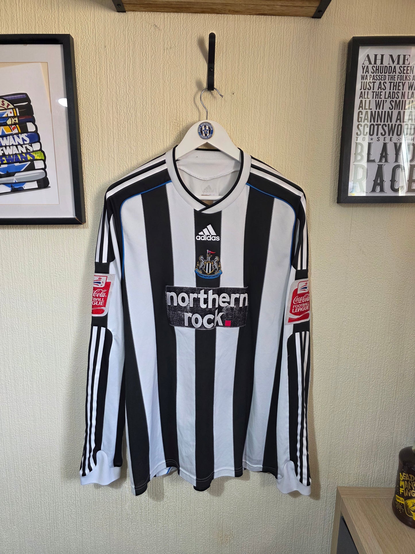 Newcastle United 2009/10 Adidas L/S Andy Carroll worn home shirt - XL