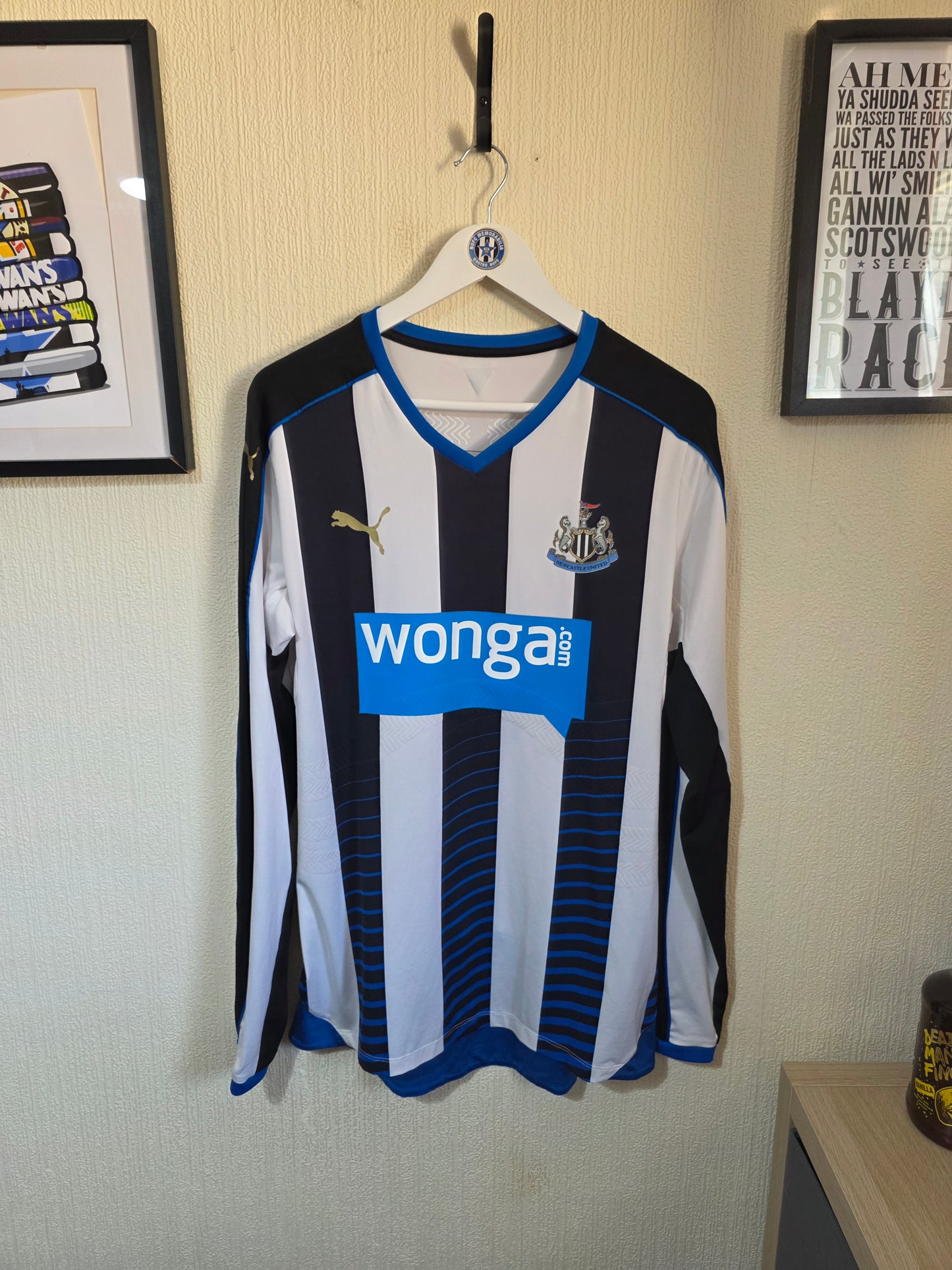 Newcastle United 2014/15 Puma L/S player version home shirt - XL