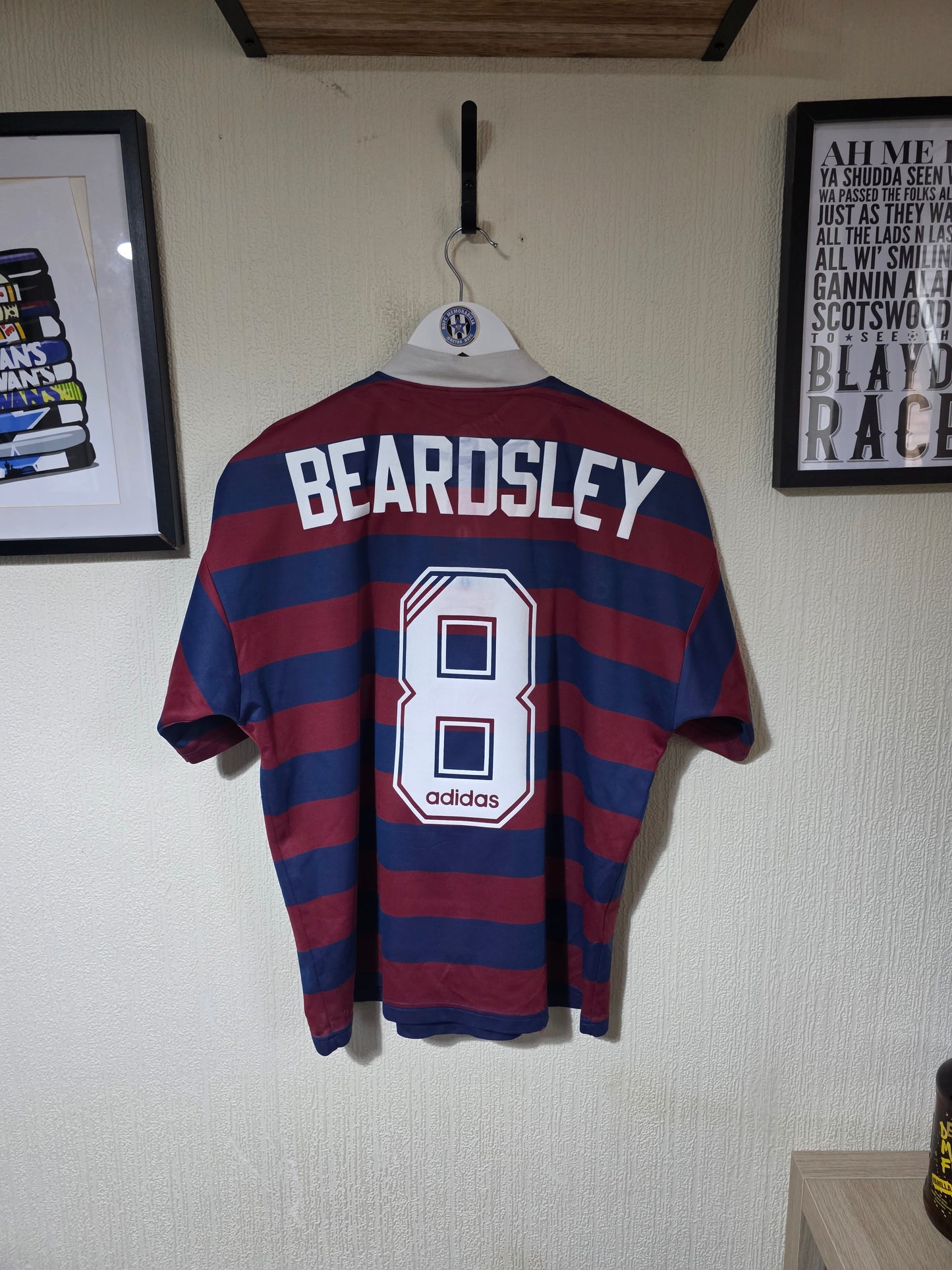 Newcastle United 1995/96 Adidas Away Shirt #8 BEARDSLEY - Medium