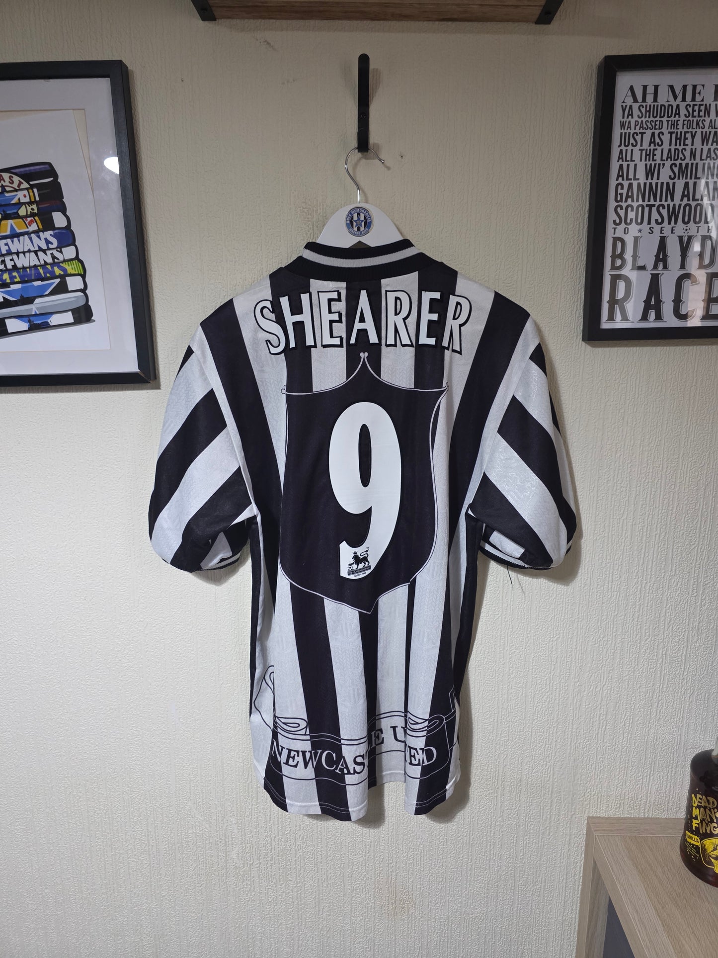 Newcastle United 1997/99 Adidas Home Shirt #9 SHEARER - Medium