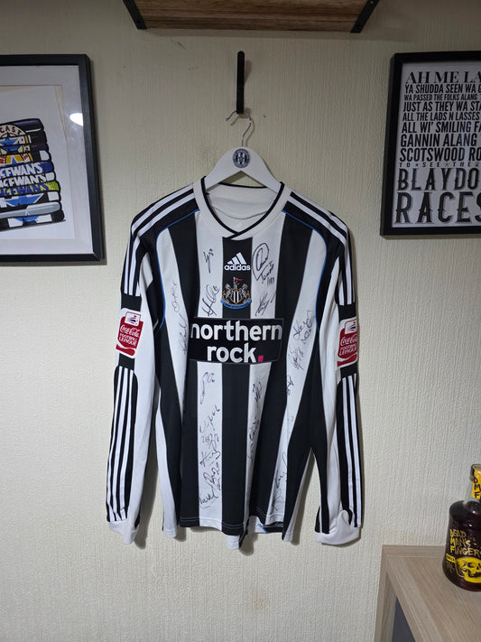 Newcastle United 2009/10 Adidas L/S Player version home shirt #24 CARROLL - Large