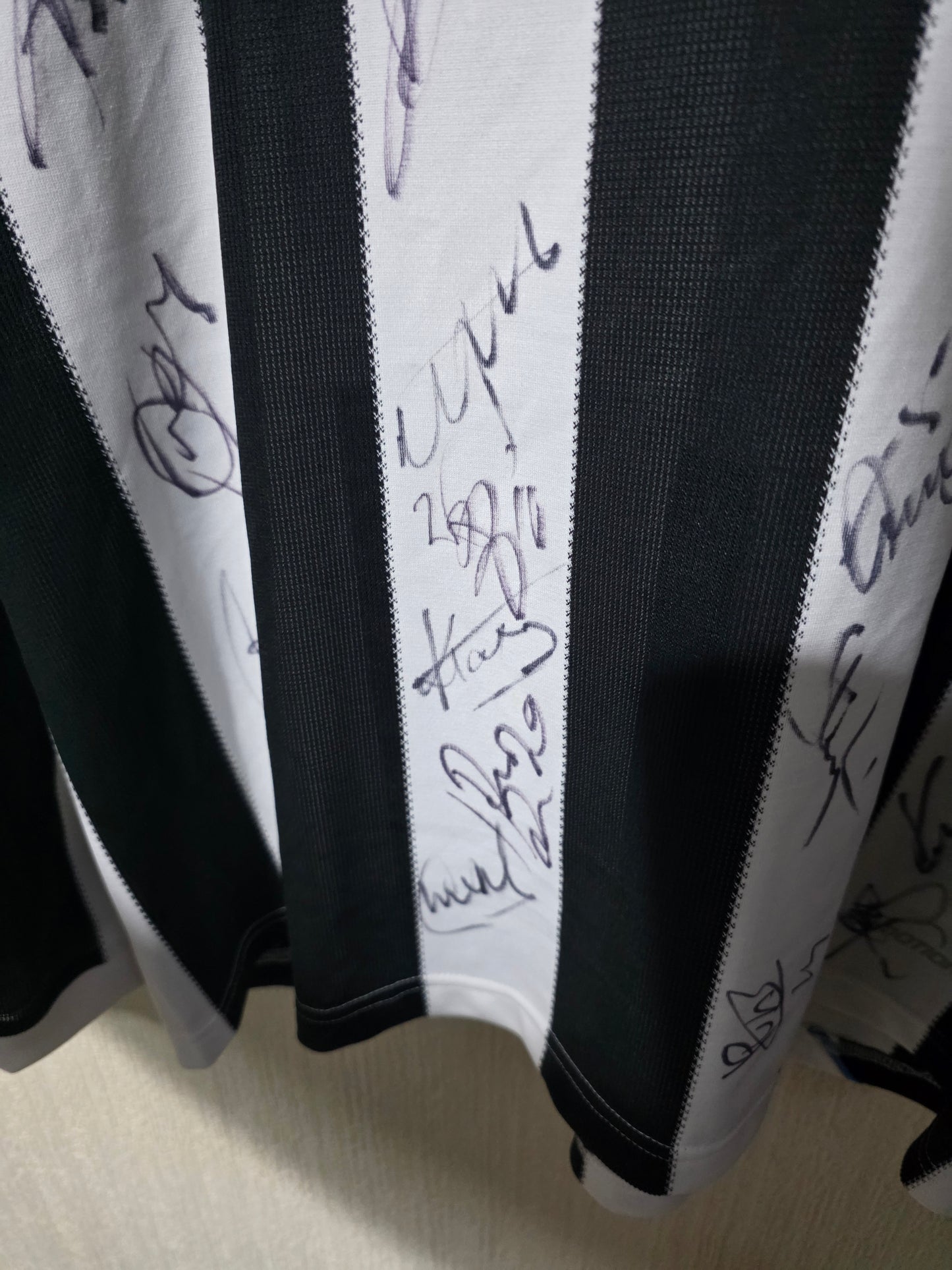 Newcastle United 2009/10 Adidas L/S Player version home shirt #24 CARROLL - Large
