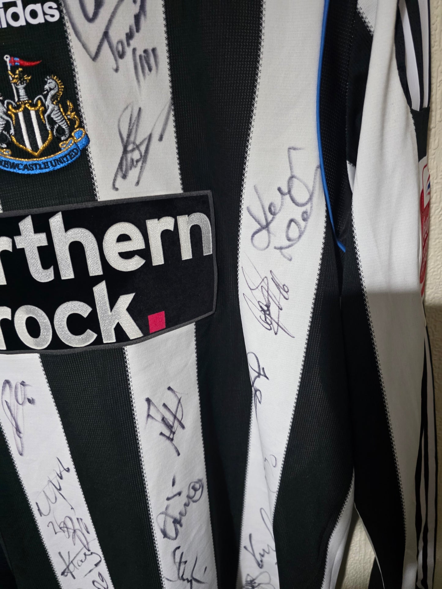 Newcastle United 2009/10 Adidas L/S Player version home shirt #24 CARROLL - Large