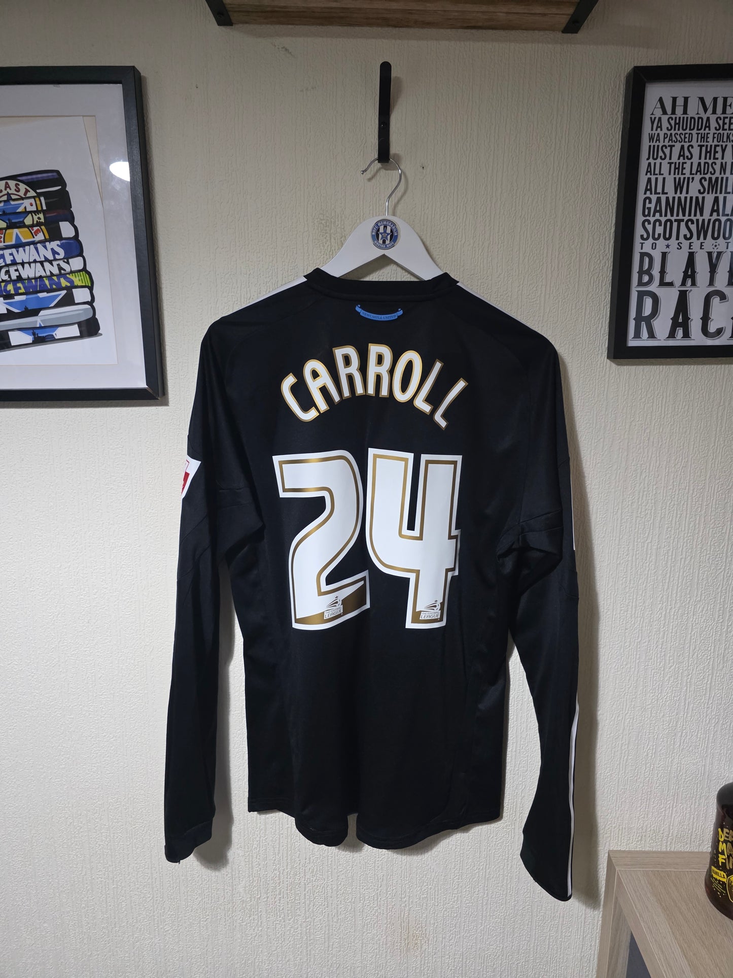 Newcastle United 2009/10 Adidas L/S Player Version Away Shirt #24 CARROLL - Large