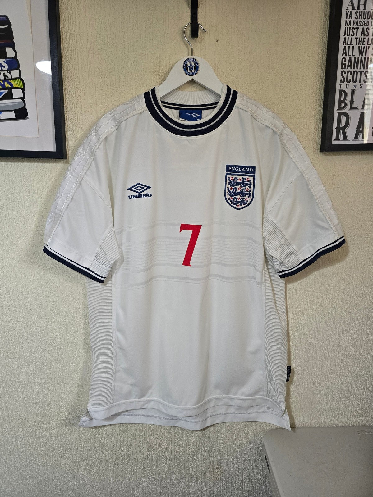 England Umbro Euro 2000 home shirt #7 BECKHAM - XL