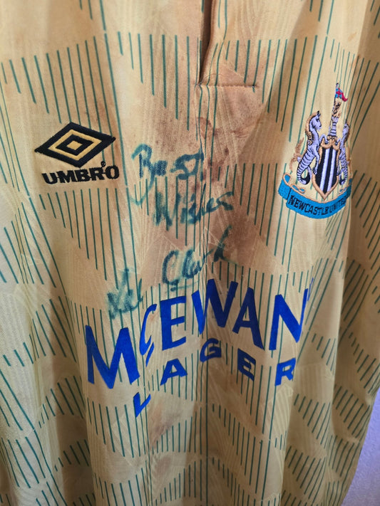 Newcastle United 1991/93 Lee Clark Matchworn away shirt