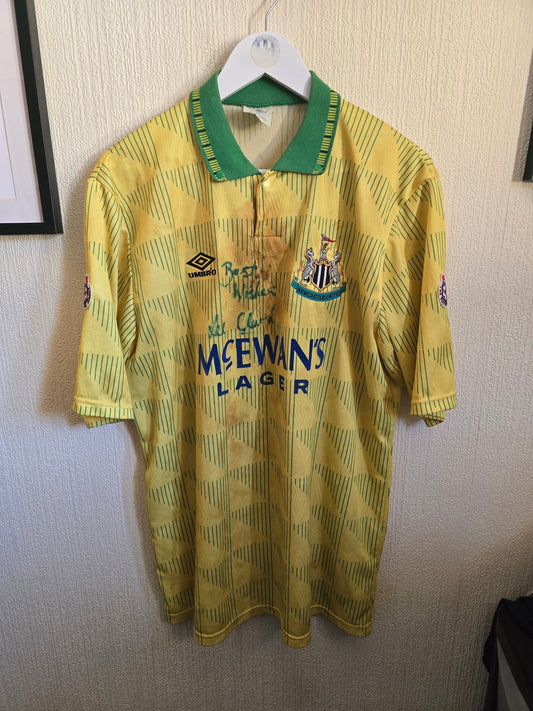 Newcastle United 1991/93 Lee Clark Matchworn away shirt