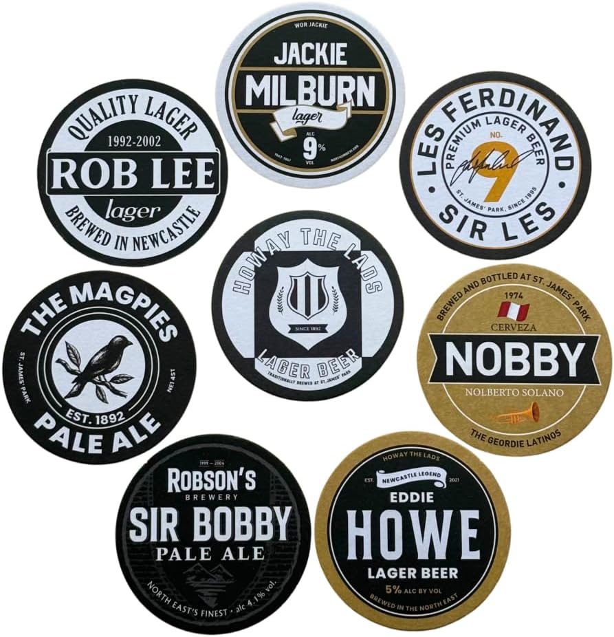 Newcastle United 2nd Edition Football Beer Mat Coasters - Perfect for a Gift or Present for Any Newcastle Fan (8-Pack)