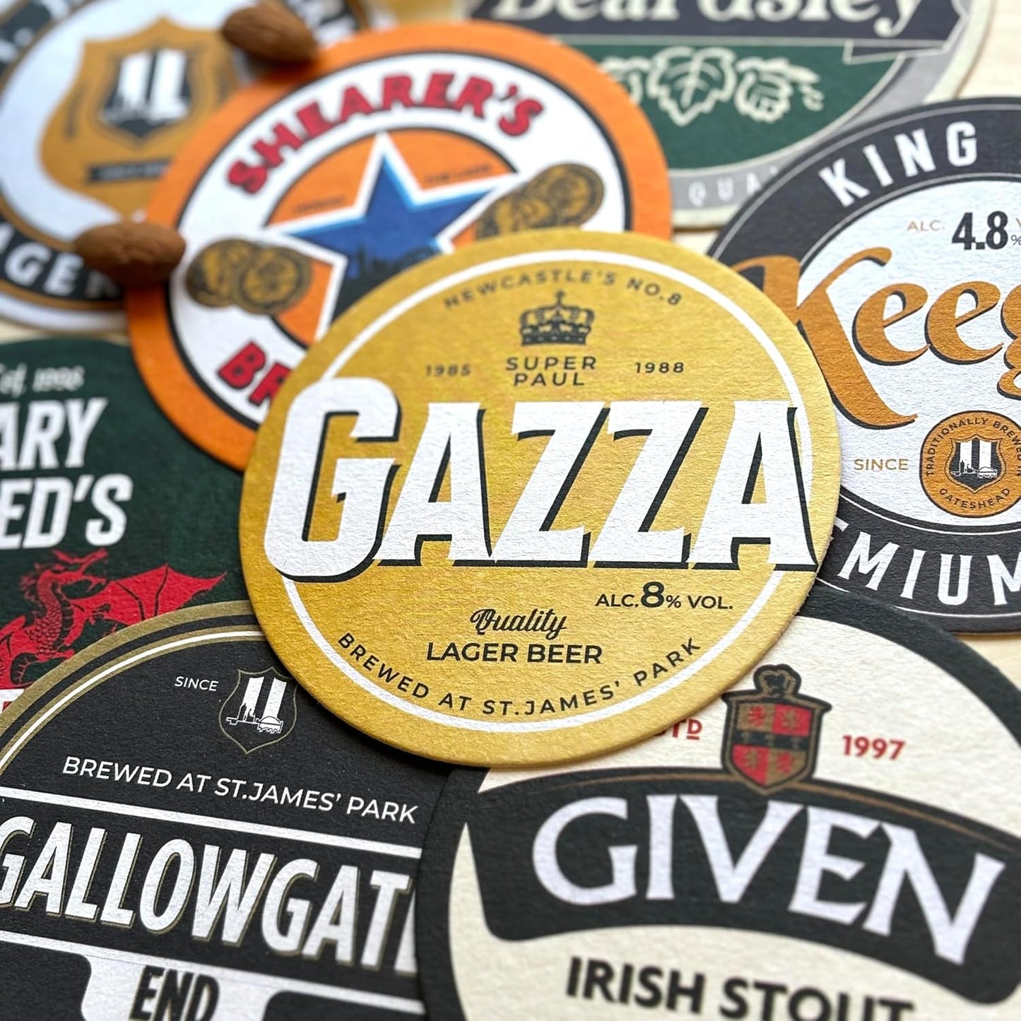 Newcastle United Football Beer Mat Coasters - Perfect for a Gift or Present for Any Newcastle Fan (8-Pack)