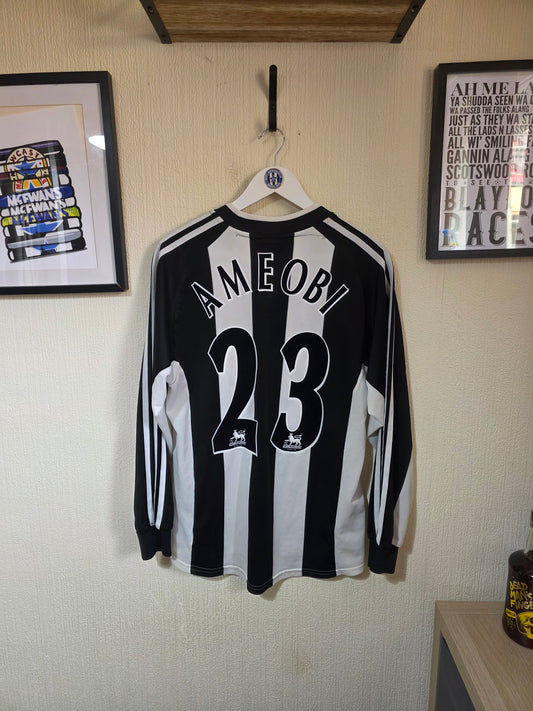 Newcastle United 2001/03 Adidas L/S home shirt #23 AMEOBI - Medium