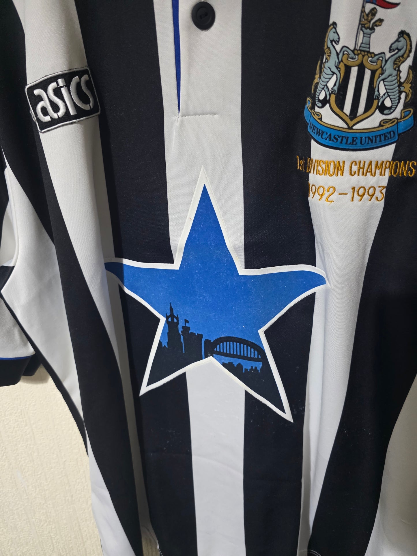 Newcastle United 1993/95 Asics Home Shirt, 1st Division winners embroidery